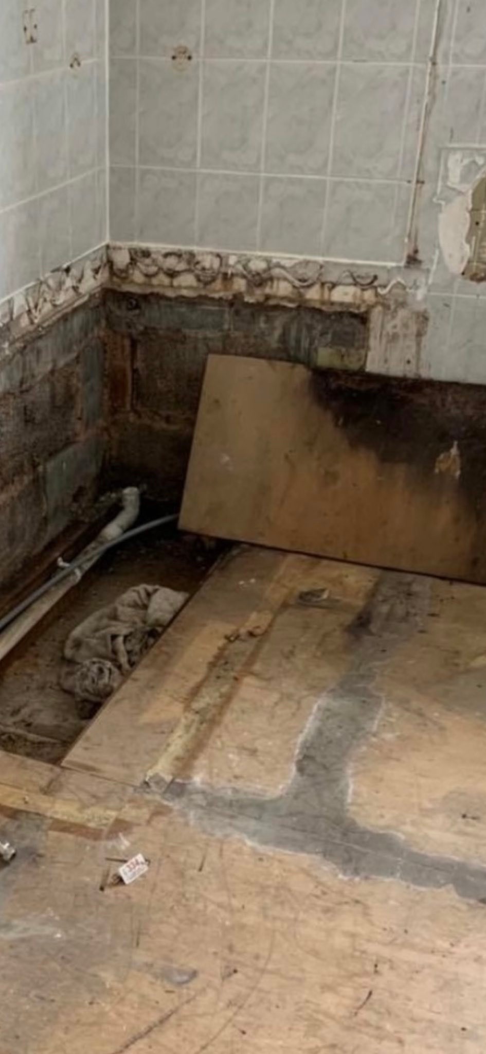 Bathroom leak remediation and refit : before, during and after